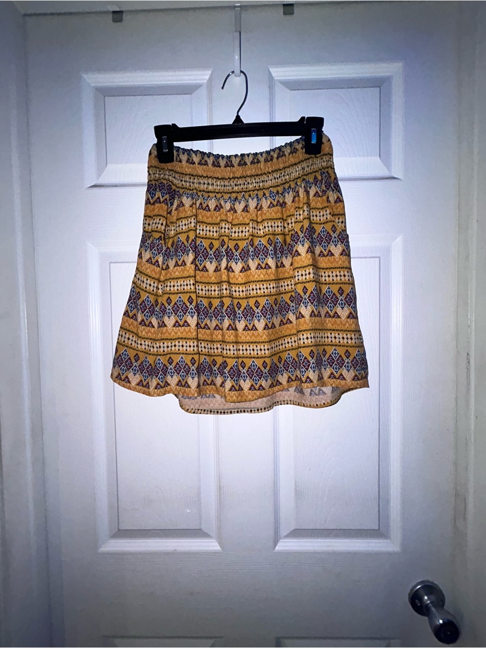 Mossimo Supply Co. Yellow Patterned Smocked Waist Mini Skirt